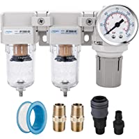 Los mejores  - NANPU 1-4&quot- BBSP Filtro Dobles＆Regulador de Aire- Sistema de Secado de Aire Comprimido，Separador de Agua y Reductor de…